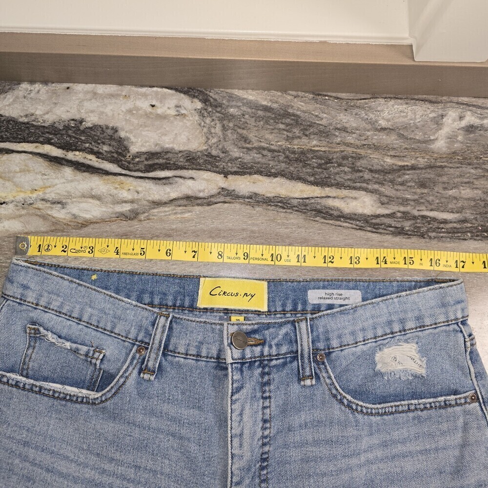 Circus by Sam Edelman Women 31 High Rise Relaxed Straight Jeans Distressed Hem - Picture 15 of 16